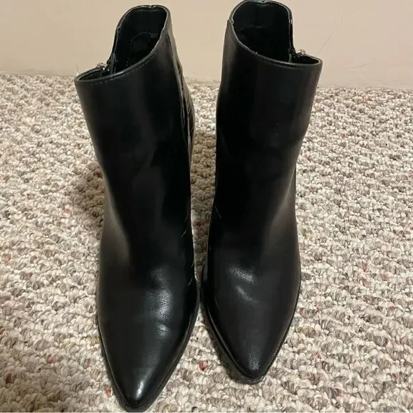 Faux Leather Ankle Moto Zipper Ankle Boot- Size 10 - Picture 4 of 10